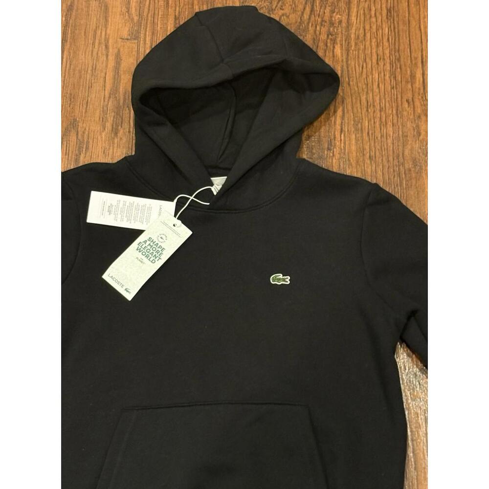 NEW Lacoste Boys Black Hoodie with pocket Size 10A/ S NWT Organic Cotton blend - Picture 5 of 7